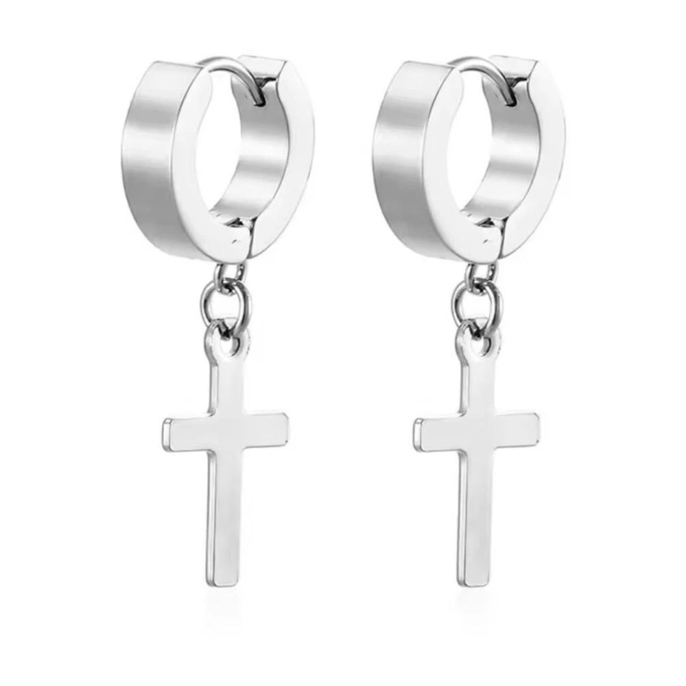 Chic Silver Cross Dangle Earrings